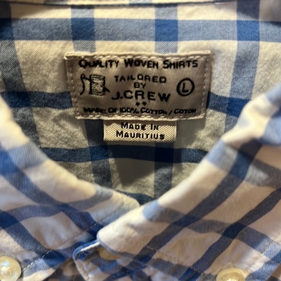 White and Blue Plaid Men’s J. Crew Button Down - Picture 3 of 3